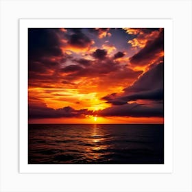 Sunset Over The Ocean 1 Art Print