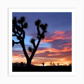 Joshua Tree At Sunset Art Print