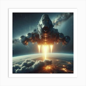 Spaceship In Space Art Print