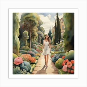 Girl In A Garden art print Art Print