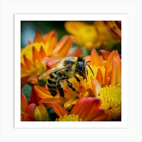 Bee On A Flower 2 Art Print