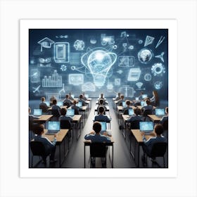 Classroom With Laptops Art Print