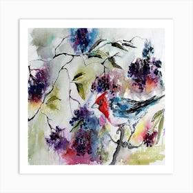 Robin In Bloom Art Print