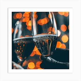 Champagne Glasses With Bokeh Art Print