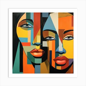 Two Women'S Faces 1 Art Print
