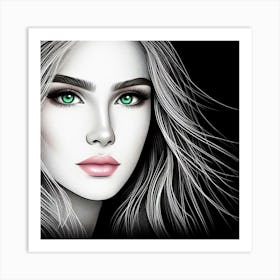 Portrait Of A Woman With Green Eyes Art Print