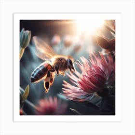 Bee On Flower Art Print