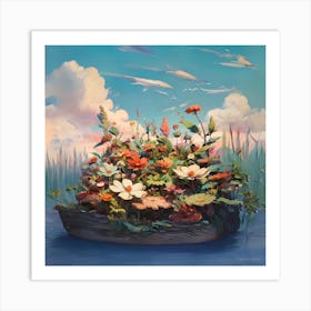 Flowers In A Boat Art Print