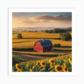 Sunset At The Farm Art Print