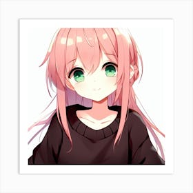 Anime Girl With Pink Hair Art Print