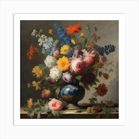 Flowers In A Vase, Paulus Theodorus Van Brussel 1 Art Print