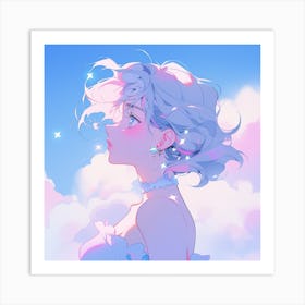 Anime Girl In The Clouds Art Print