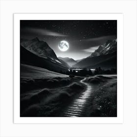 Moonlight In The Mountains Art Print