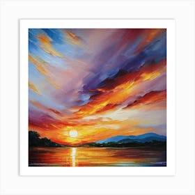 Sunset Over The Lake 14 Art Print