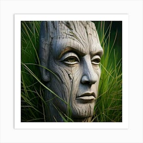 Firefly Weathered, Furrowed, Face, Grass, Wood, Nature, Texture, Sculpture, Organic, Earthy, Aged, W (2) Art Print