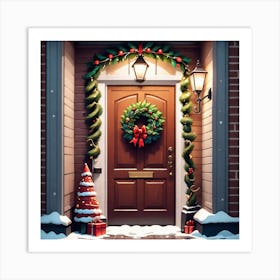 Christmas Decoration On Home Door Mysterious (6) Art Print