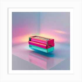 A Highly Bright, Intricately Detailed Matchbox, Rendered In Vibrant, Electric 3d Neon Colors, Such As Radiant Pink, Luminescent Green, And Fiery Blue, With A Glossy, Reflective Finish, Showcasing Subtle Gradients And Dimensions (3) Art Print