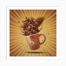 Coffee Mug With Coffee Beans Art Print