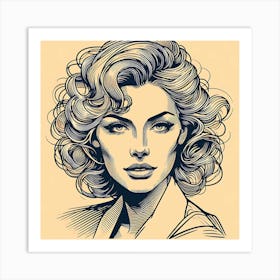 Woman With Curly Hair Art Print