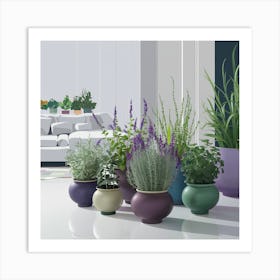 Living Room With Plants Art Print