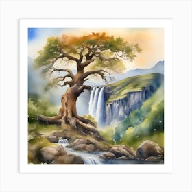 Waterfall Painting Art Print