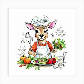 Chef Deer 19 Art Print