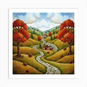 The Winding Road Home. In the middle of the meadows 1 Art Print