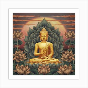 Serenity Of The Golden Buddha Art Print