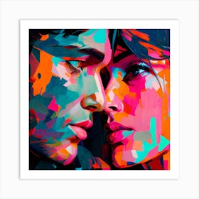 Abstract Kiss Fine Art Style Portrait Art Print