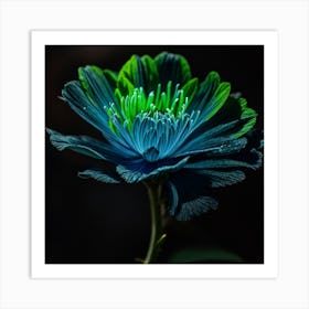 Blue Carnation Flower Art Print