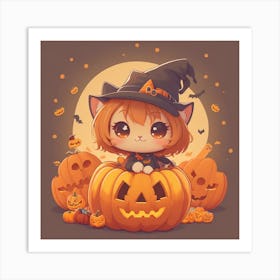 Cute Halloween Kawaii, Cute Halloween Kawaii, Cute Halloween Kawaii, Cute Halloween Kawai Art Print