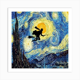 Harry Potter Starry Night Vincent Van Gogh Parody Art Print