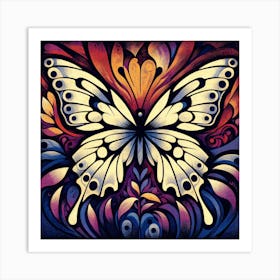 Block Print Art Deco Butterfly I Art Print