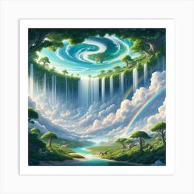 Rainbow Waterfall Art Print