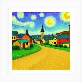 Tranquil Pathways: A Rustic Village Dream Art Print