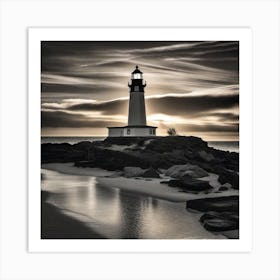 Lighthouse At Sunset 45 Art Print