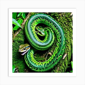 Emerald Tree Boa Snake Reptile Green Arboreal Tropical Rainforest Amazon South America Co (4) Art Print