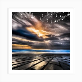 Music Notes On The Beach 3 Art Print