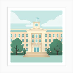 School Building Cartoon Admission Art Print