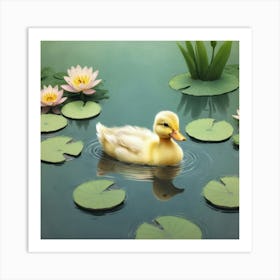 Duck In Water 12 Art Print