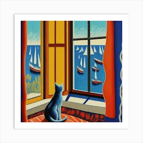 Cat Looking Out The Window 9 Art Print