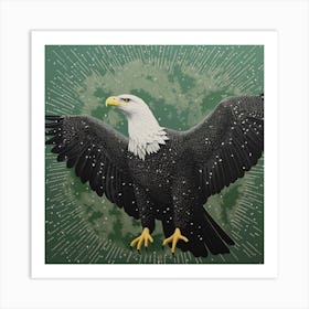 Ohara Koson Inspired Bird Painting Bald Eagle 2 Square Art Print