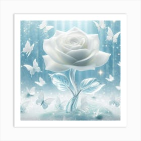 White Rose With Butterflies 5 Poster