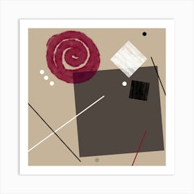 Decadence 2 - abstract art composition beige black white brown geometry modern minimal contemporary square Art Print