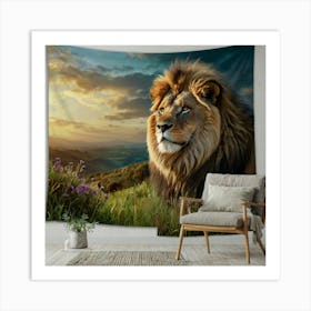 Lion In The Grass Art Print