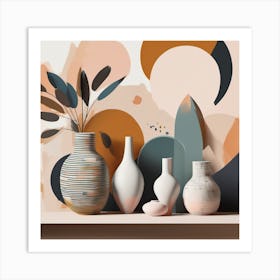 boho Vases On A Shelf Art Print