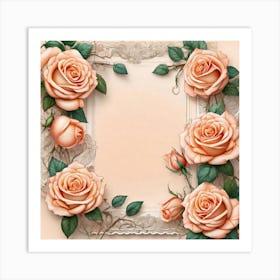 Frame With Roses 13 Art Print