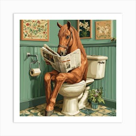 Horse Reading Newspaper 7 Art Print