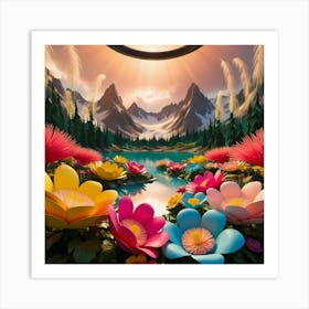 A Breathtaking Highly Detailed 3d Render Of A Majestic Transformed Landscape Garden Art Print