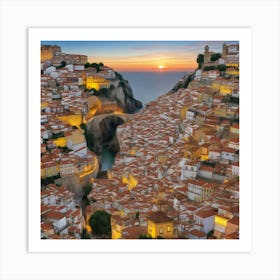 Portuguese City At Sunset 1 Art Print